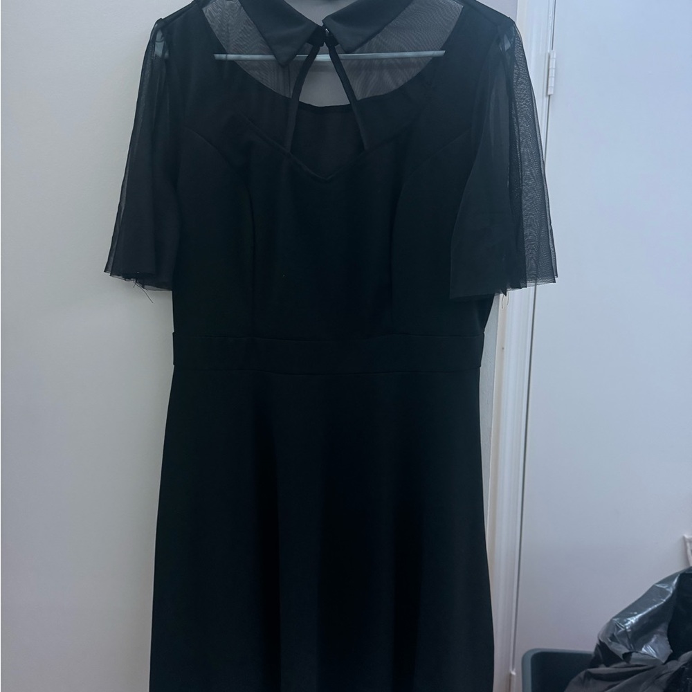 SHEIN Black Dress with Sheer Sleeves